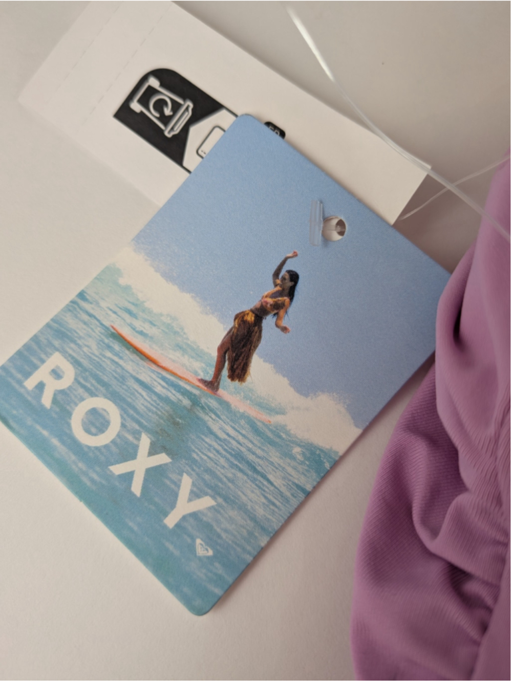 ROXY Purple Bandeau Adjustable Tankini Bikini Top Large - Picture 9 of 9